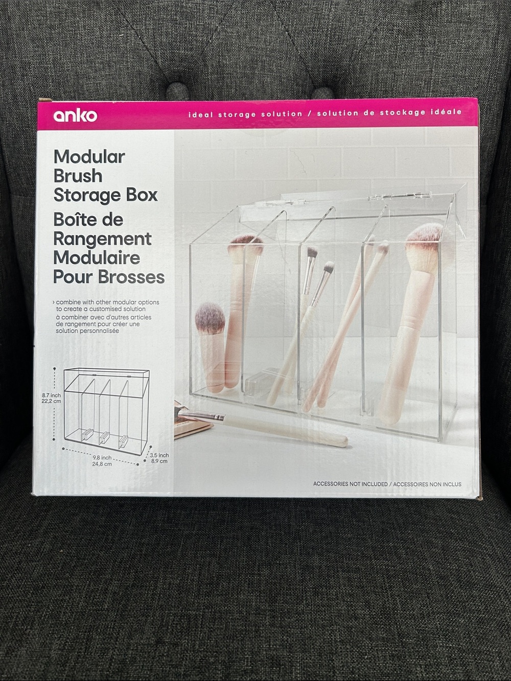 NEW 🆕 Clear Modular Brush Storage Box - Transparent 8.7x9.8x3.5 in
